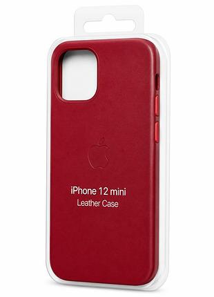 Якісний шкіряний чохол на iphone 12 mini red