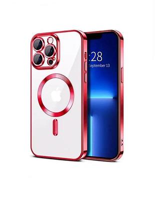 Прозорий силіконовий чохол для iphone 11 pro з підтримкою бездротового заряджання та захисними лінзами (червоний