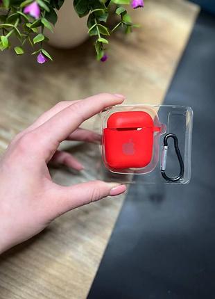 Чохол для навушників airpods 1/2 з карабіном і покриттям softtouch червоний (high no14)