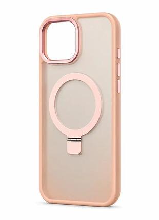 Чехол с матовым корпусом, поддержкой magsafe и подставкой для iphone 11 pro max ( розовый )