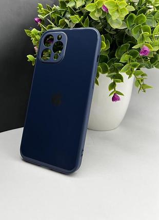 Скляний чохол із закритою камерою та глянцевим покриттям на iphone 12 pro max ( зелений )