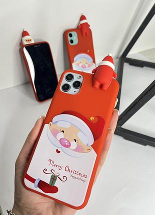 Новогодний чехол с 3d фигуркой санта-клауса на iphone xs max