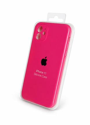 Чохол із квадратними бортиками на iphone 11 ( яскраво рожевий )