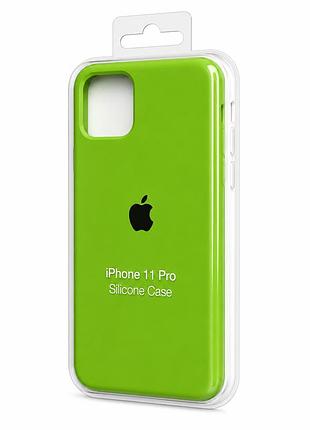 Силіконовий чохол з мікрофіброю та покриттям softtouch для iphone 11 pro зелений ( full № 31 )