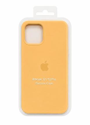 Силиконовый чехол с микрофиброй и покрытием softtouch для iphone 12 /12 pro cantaloupe