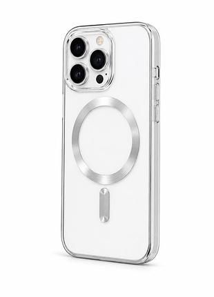 Прозорий силіконовий чохол для iphone 12 pro max з підтримкою бездротової зарядки та захисними лінзами silver