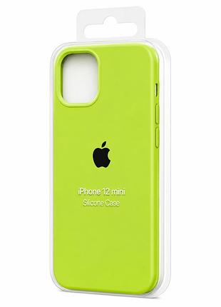Силіконовий чохол з мікрофіброю та покриттям softtouch для iphone 12 mini салатовий ( full № 58 )