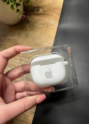 Чехол для наушников airpods 3 с карабином и покрытием softtouch белый ( high №9 )