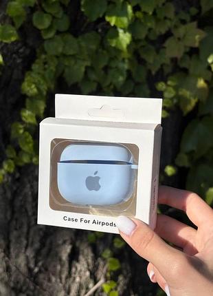 Чехол для наушников airpods pro с карабином и покрытием softtouch голубой ( high №5 )
