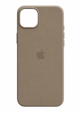 Якісний шкіряний чохол 1:1 original на iphone 15 plus taupe