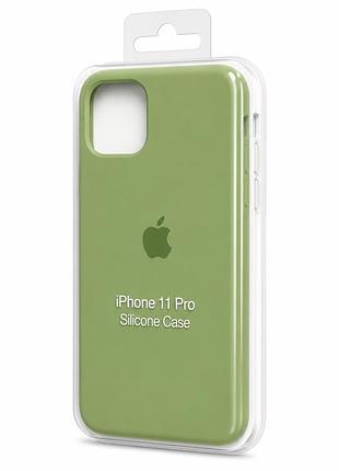Силіконовий чохол з мікрофіброю та покриттям softtouch для iphone 11 pro зелений ( full № 1 )