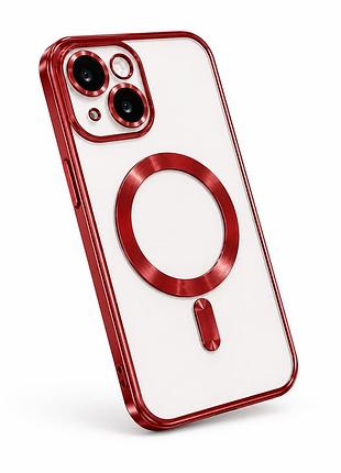 Прозорий силіконовий чохол для iphone 11 з підтримкою бездротової зарядки та захисними лінзами (червоний)