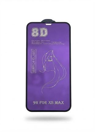 Дзеркальне захисне скло 8d mirror glass (full glue / фіолетовий відтінок) для iphone xs max