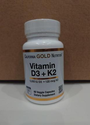 California gold nutrition, витамины д3 и к2 в форме мк -7, 60 шт