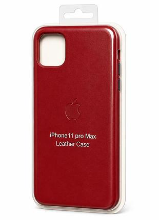 Якісний шкіряний чохол на iphone 11 pro max red