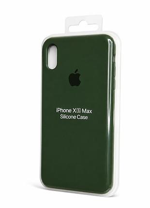 Силіконовий чохол з мікрофіброю та покриттям softtouch для iphone xs max зелений ( full № 41 )