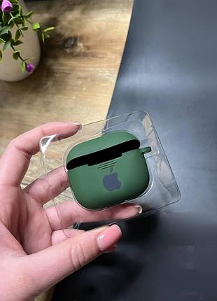 Чехол для наушников airpods 3 с карабином и покрытием softtouch зелёный ( high №41 )