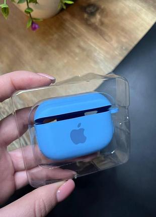Чехол для наушников airpods pro с карабином и покрытием softtouch голубой ( high №24 )