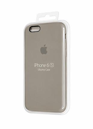 Силиконовый чехол silicone case с микрофиброй и открытым низом для iphone 6 / 6s silver
