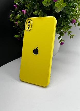Скляний чохол із закритою камерою та глянцевим покриттям на iphone xs max № 51