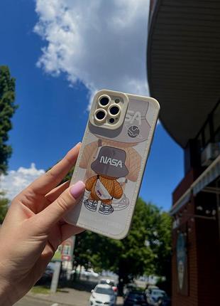 Чехол на iphone 14 pro max «nasa» case white противоударный с закрытой камерой