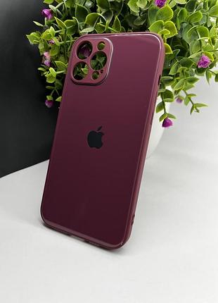 Скляний чохол із закритою камерою та глянцевим покриттям на iphone 12 pro max