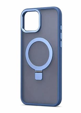 Чехол с матовым корпусом, поддержкой magsafe и подставкой для iphone 11 ( голубой )
