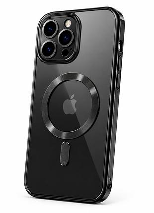 Прозорий силіконовий чохол для iphone 11 з підтримкою бездротової зарядки та захисними лінзами (чорний)