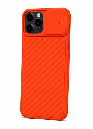 Силиконовый чехол для iphone 11 со шторкой на камере оранжевый ( №13 )
