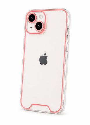 Прозорий силіконовий чохол для iphone 12 з обідком, який звідеться в темряві ( рожевий)