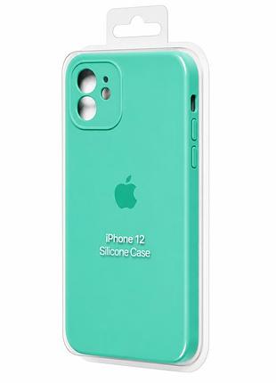 Силіконовий чохол з мікрофіброю та покриттям softtouch для iphone 12 бірюзовий ( full camera № 46 )