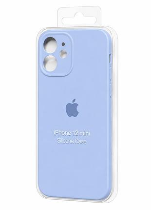 Силіконовий чохол з мікрофіброю та покриттям softtouch для iphone 12 mini блакитний ( full camera № 5 )