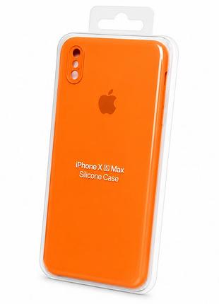 Силіконовий чохол із закритою камерою та квадратними бортиками на iphone xs max помаранчевий ( square full
