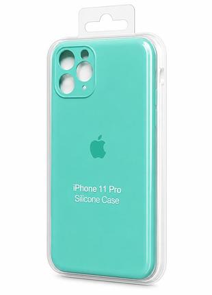 Силіконовий чохол з мікрофіброю та покриттям softtouch для iphone 11 pro бірюзовий ( full camera № 46 )