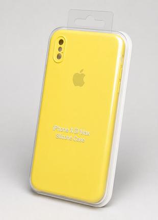 Силіконовий чохол із закритою камерою та квадратними бортиками на iphone xs max жовтий ( square full camera №