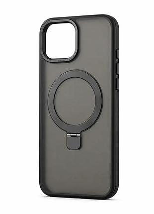 Чохол із матовим корпусом, підтримкою magsafe і підставкою для iphone 14 (чорний)