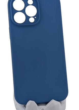 Чехол silicone case box для apple iphone 14 pro max бампер soft touch с микрофиброй синий (без лого)