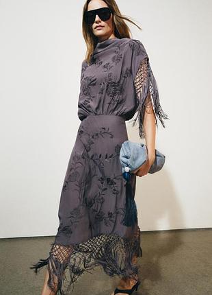 Платье zw collection с вышивкой и бахромой