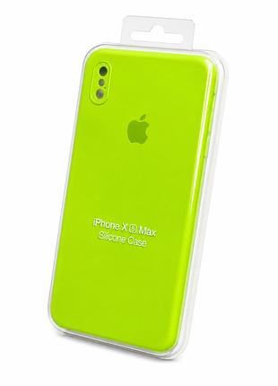 Силіконовий чохол із закритою камерою та квадратними бортиками на iphone xs max салатовий ( square full camera