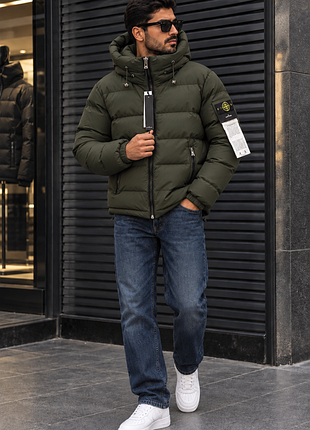 Куртка зима stone island черный/хаки