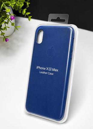 Якісний шкіряний чохол на iphone xs max blue