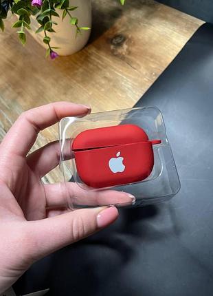 Чехол для наушников airpods pro с карабином и покрытием softtouch красный ( high №44 )