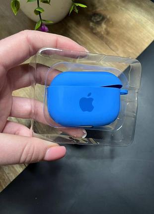 Чехол для наушников airpods pro с карабином и покрытием softtouch голубой ( high №3 )