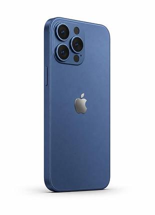 Чохол із загартованого матового скла з лінзами на камері на iphone 11 pro max (синій)