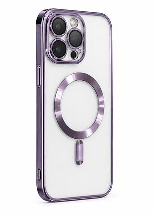 Прозорий силіконовий чохол для iphone 12 pro max з підтримкою бездротової зарядки та захисними лінзами purple