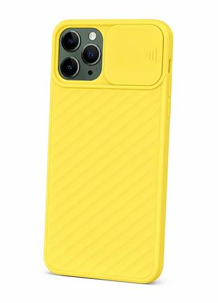 Силиконовый чехол для iphone 11 pro max со шторкой на камере жёлтый ( №32 )