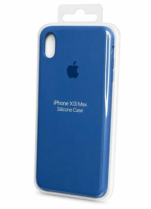 Силіконовий чохол з мікрофіброю та покриттям softtouch для iphone xs max блакитний ( full № 40 )