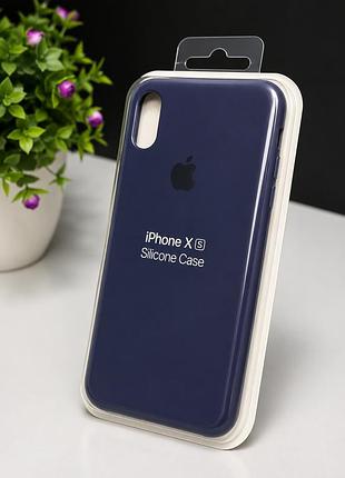 Люкс качество силиконовый чехол для iphone x | xs синий ( midnight blue №5 )