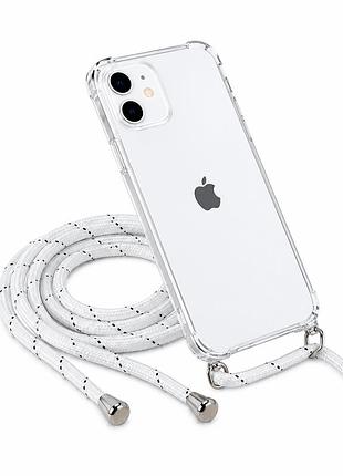 Прозорий чохол з посиленими бортиками та шнурочком на iphone 12 pro max
