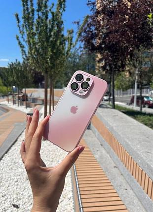 Чехол на iphone 15 pro «matte gradient» case pink с линзами на камере